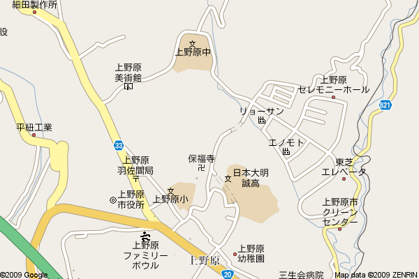 上野原中学校の位置